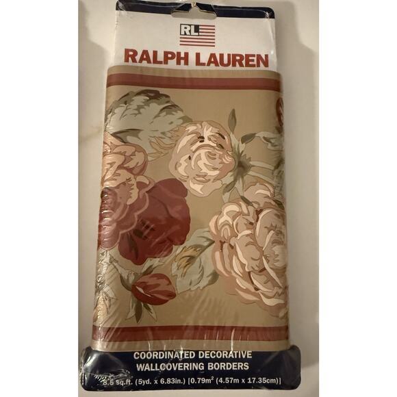 Ralph Lauren Kathleen Border Tea Wallpaper Border 82802210 8.5 Sq Feet Set Of 2 - Picture 2 of 4